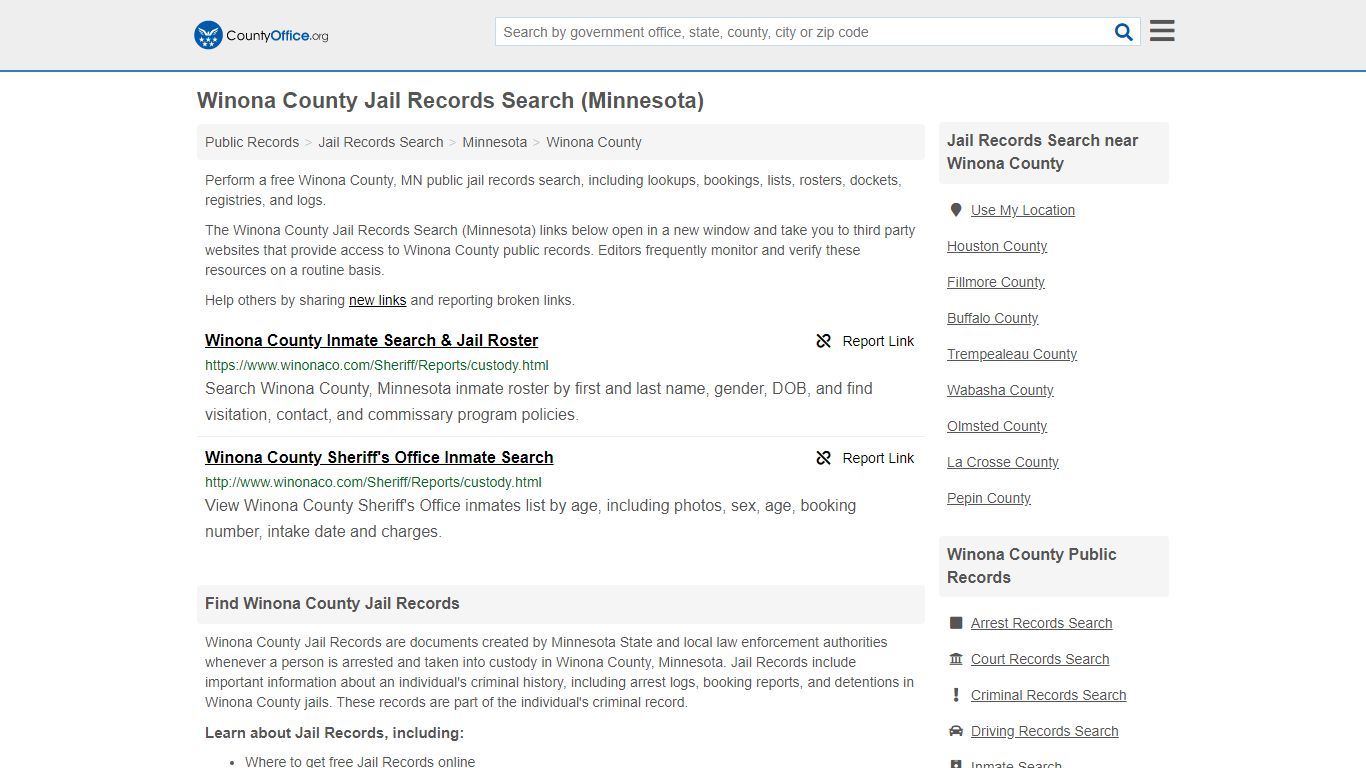 Jail Records Search - Winona County, MN (Jail Rosters ...
